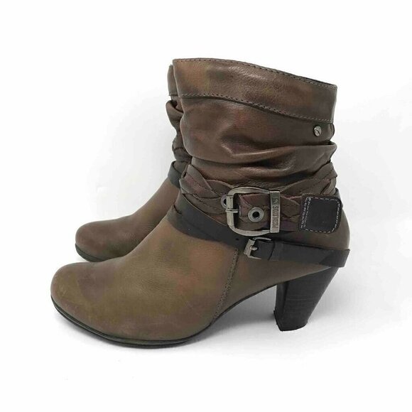 Pikolinos Ankle Boots Brown Zip Up Cuban Heel 7 - Picture 4 of 8